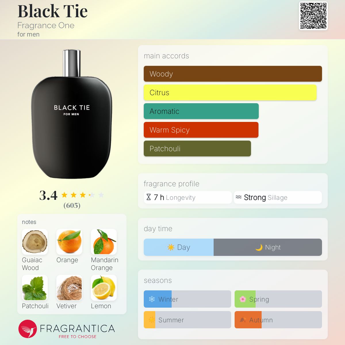 Fragrance One Black tie for men